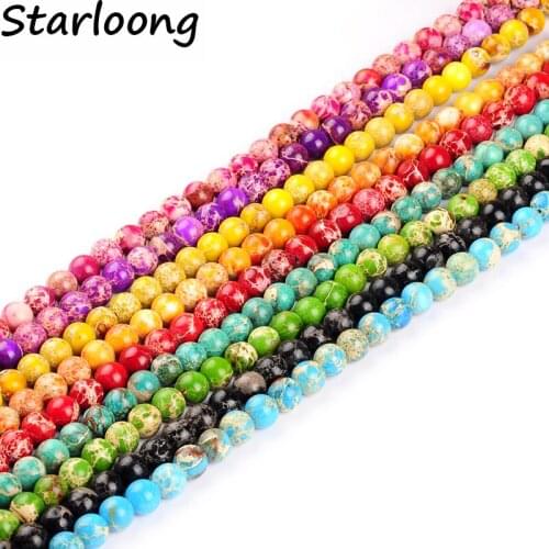 Natural Stone Sea Sediment Imperial pine king Round Loose strand Beads 4/6/8/10/12mm Jewelry Making Bracelet Diy beads