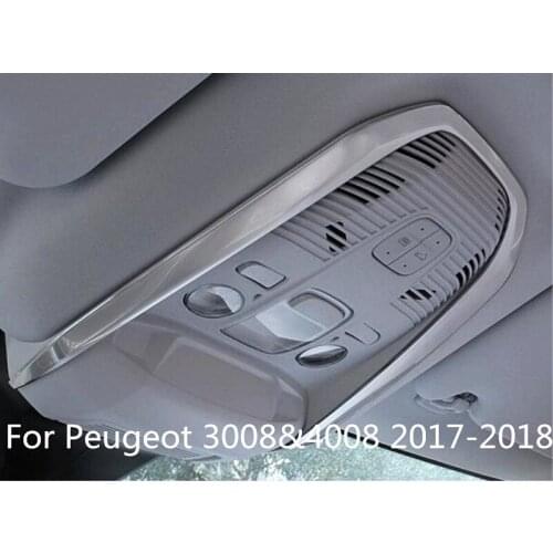 For Peugeot 3008&4008 2017-2018 ABS Chrome Interior Front Roof Dome Reading Light Cover Trim car styling Accessories 1pcs