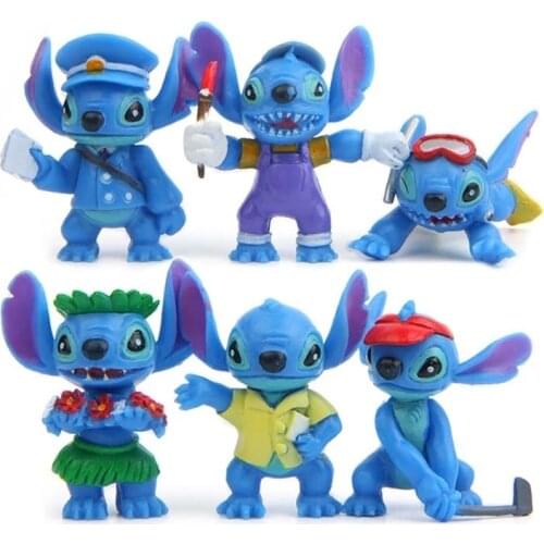 6Pcs/Set Disney Lilo And Stitch Action Figures PVC Cute Stitch Doll Different Clothes Model Toys For Children Gift