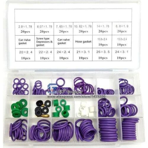 Rubber O ring Set O-ring Seal Assortment Kit Repair Box for Automotive A/C Charging Hose Hydraulics Air Gas HVAC Pipe Rings