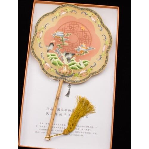 Suzhou Embroidery Fan Embroidery Circular Fan Double-Sided Embroidered Fan Palace Style Craft Fan Han Chinese Clothing