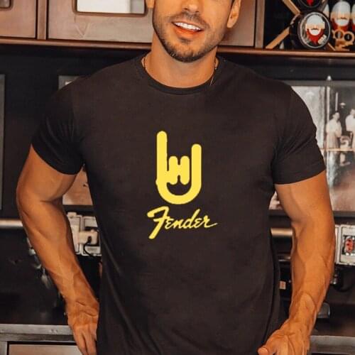 2021 Hot Sale Rock Roll Guitar Style Printed T Shirt Finger Graphic Design Fashion Casual Tee Hip-hop Loose Cotton Summer Tops