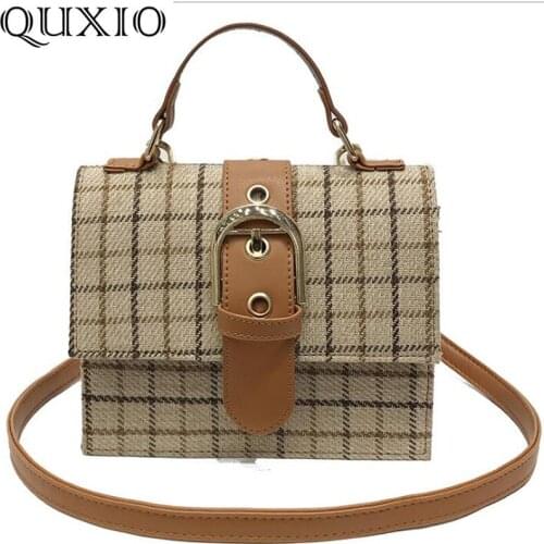Fashion Bag female 2018 new womens bag slung versatile casual plaid portable small square bag lock bag shoulder bag CZ207