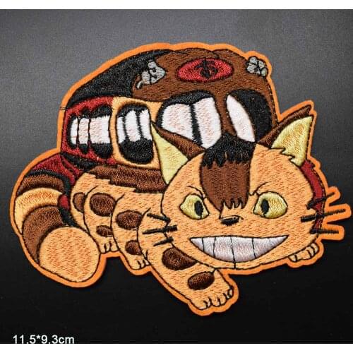 Cartoon Full Embroidered Totoro Bus Iron On Embroidered Clothes Patches For Clothing Stickers Garment Wholesale