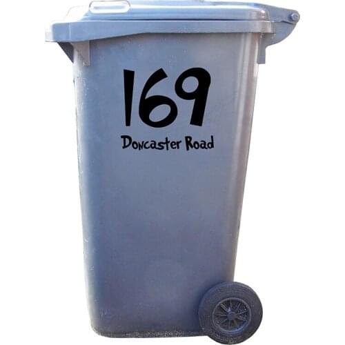 3Pcs Wheelie Bin Numbers Custom House number and street name Sticker Decal Trash Can Rubbish Bin Garbage wheelie bin Sticker