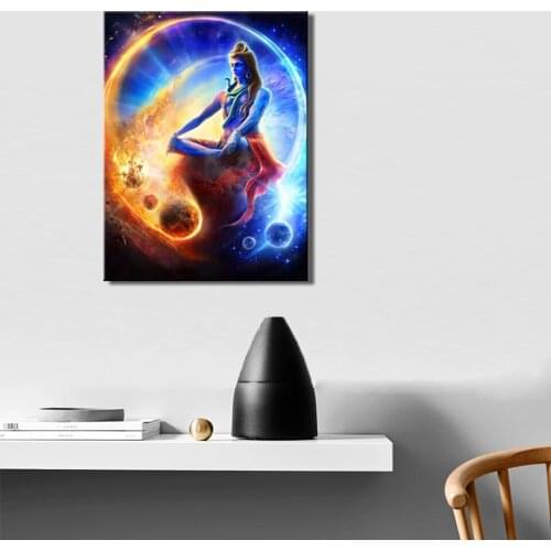 No Frame Wall Art Canvas Painting Posters And Print Indian Gods Lord Shiva Pictures For Living Room Decor