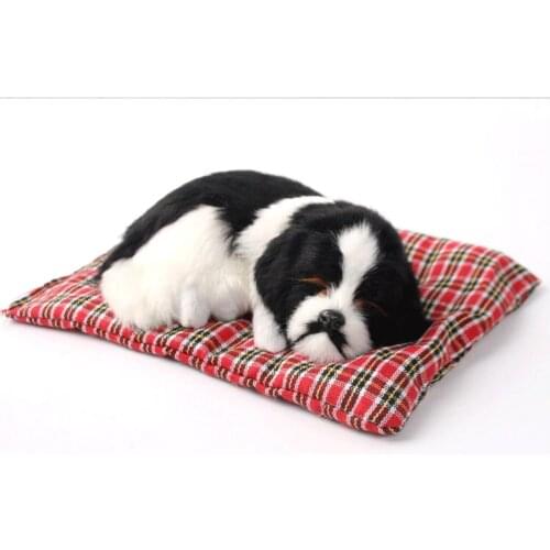 New simulation sleeping dog model toy polyethylene & furs black dog on a mat gift about 20x15cm 0691