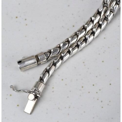 BOCAI New real S925 pure silver jewelry retro craft tank chain simple Man bracelet