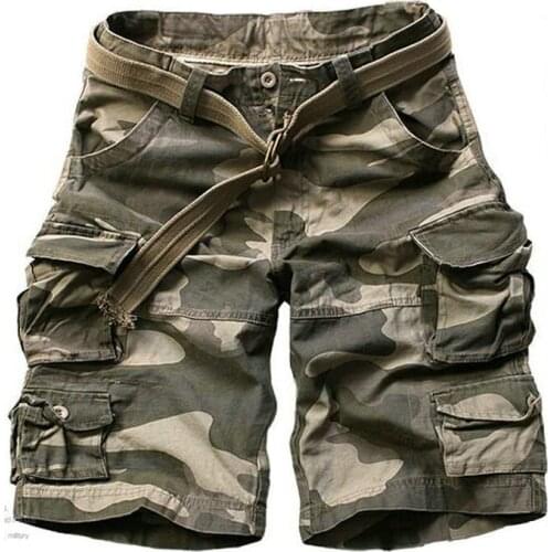 2020 Summer Fashion Military Cargo Shorts Men High Quality Cotton Casual Mens Shorts Multi-pocket ( Without Belt )