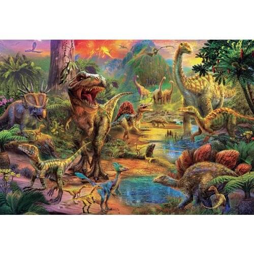 JOHNSON Dinosaurs Rain Green Forest Mountain Tree River background High quality Computer print party backdrops