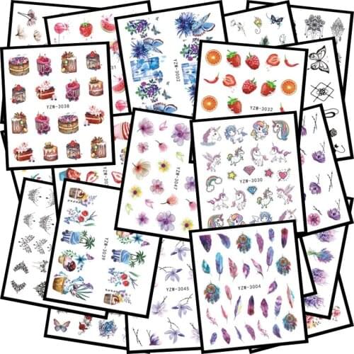 1pcs 2021 Hot Cake/Ice Cream Nail Sticker Mixed Colorful Designs Women Makeup Water Tattoos Nail Art Decal