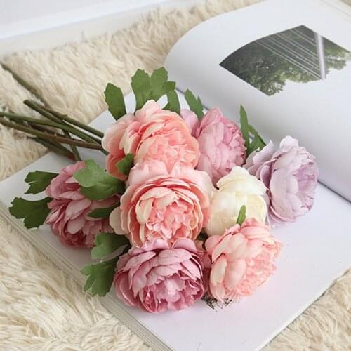 1 Branch Tea Rose Artificial Flowers For Home Wedding Decoration Accessories Fake Flowers Living Room Garden Decoration Outdoor