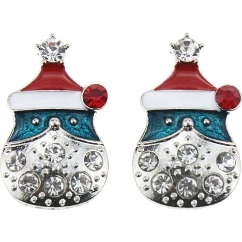 10pcs/lot New 18mm Snap Jewelry Crystal Christmas Cute Snowman Snap Button for Women Child fit 18mm Snap Button Bracelet