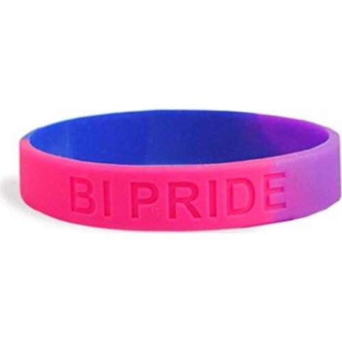 100pc BLUE PURPLE RED COLOR BI PRIDE gay LGBT Lesbian rainbow silicone wristband bracelet for Lesbian gift