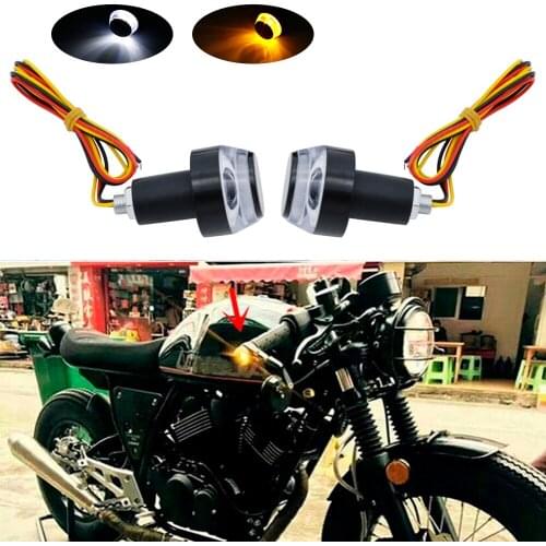 Motorcycle Turn Signal Light Grip Bar Plug Strobe Side Marker End LED Handlebar Black 2-Pack
