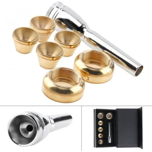 7pcs/lot Firm Brass Professional Trumpet Mouth 3C 5C 7C 1-1/2C with 2 Golden Heads and 4 Cups for Trumpet
