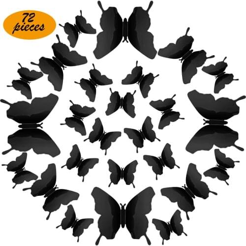 72 Pieces 3D Mirror Butterfly Wall Stickers Decals DIY Hollow-Out Butterfly Wall Decor for Home Decoration