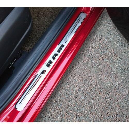 Car Accessorise Stainless Steel Door Sill Scuff Plate for RAM 2018-2020 2021 4pcs