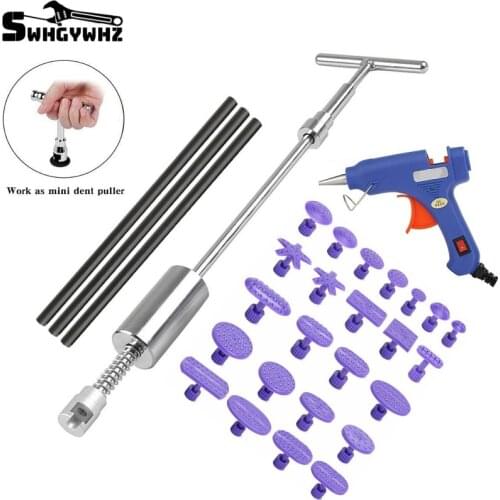 Auto Body Dent Puller, Paintless Dent Repair Hail Removal T Bar Slide Hammer with Glue Puller Tabs for Car Body Hail
