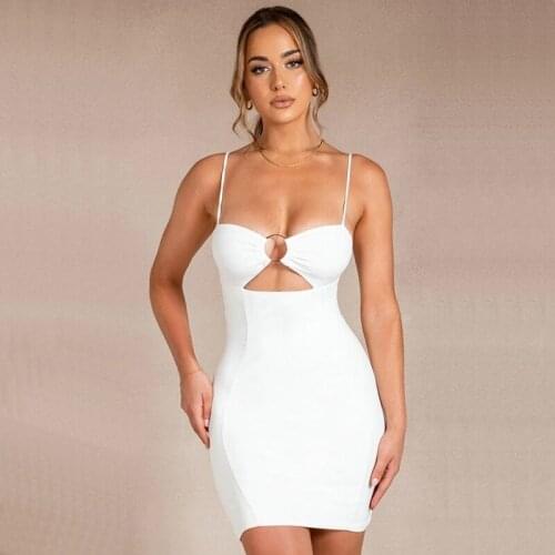 Free Shipping Wholesale Summer Womens Dress white Spaghetti Strap Sexy Club Celebrity Cocktail Party Bandage Dress