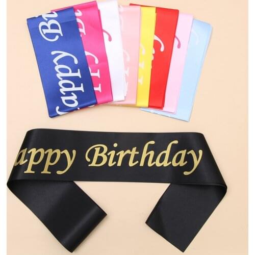 Happy Birthday Glitter Satin Sash Mermaid Birthday Girl Ribbons Shoulder Girdle Party Supplies Fashion Decoration Accessories