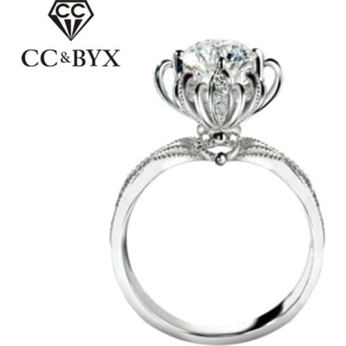 CC Silver Rings For Women Wishing Fountain Original Design Baroque Style Bridal Wedding Jewelry Engagement Drop Shipping CC747