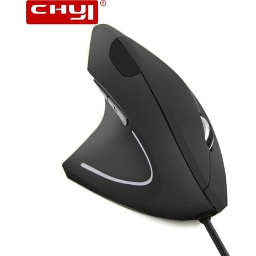 CHYI Ergonomic Vertical Computer Mouse Wired Left Hand Mice Gamer 800/1200/1600DPI USB Optical 5D Gaming Mause For Laptop PC