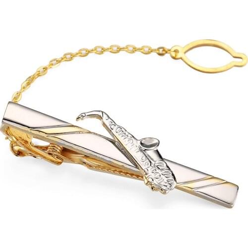 DY new fashion mens business suit dress tie clip classic style gold and silvery Sax tie clip