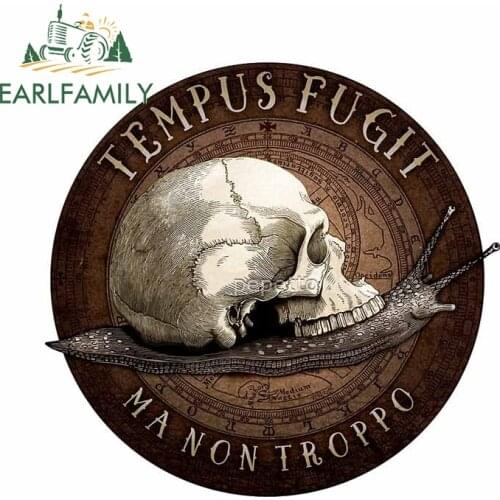 EARLFAMILY 13cm x 12.9cm for Tempus Fugit Vinyl Decal Laptop VAN RV Windshield Motorcycle Helmet Scratch-proof Car Stickers