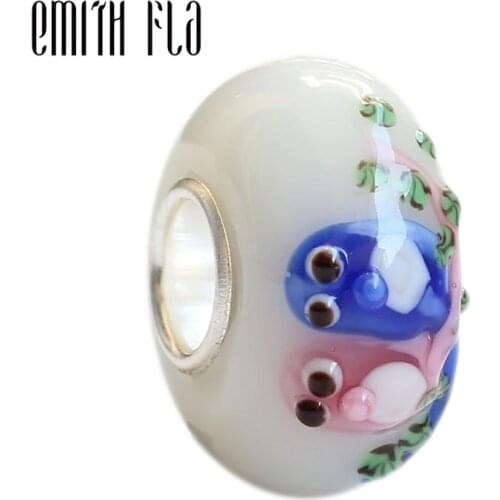 Emith Fla 100% 925 Sterling Silver DIY Penguin Lampwork Charm Bead Fit European Bracelet Bangle Jewelry Accessories