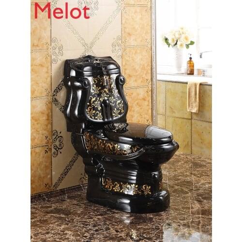 European gold toilet classical court embossed toilet water-saving silent personality toilet color gold black toilet