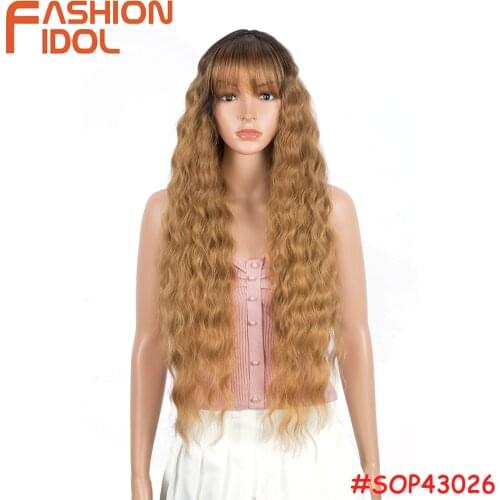 Brown Wigs With Bangs Lolita Style Long Water Wave Hair 30 Inches Anime Cosplay Synthetic Grey Wig For White Women FASHION IDOL