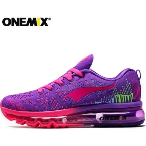 ONEMIX Women Running Shoes Air Cushion Mesh Weaving Sneaker Breathable Womens Sport Shoes Comfortable Lace-up Walking Shoes
