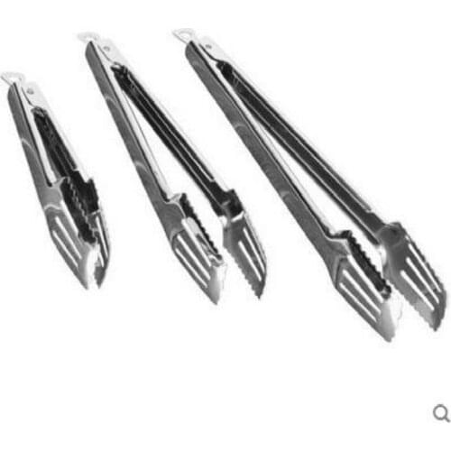 Kitchen Tools Utensils Tableware Portable Stainless Steel Steak Food Barbecue BBQ Salad Meat Clip Anti Heat Buffet Tongs 3pc/set