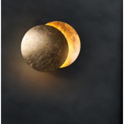 Nordic Minimalist Creative Aisle Corridor Wall Lamp Bedside Living Room Round Gold Silver Copper LED Wall Light Vanity Moon Lamp