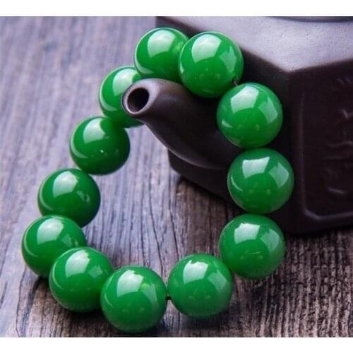 Hetian Jade Bracelet Mens spinach green bead 18mm domineering Hetian jade bracelet hand on special offer free shipping