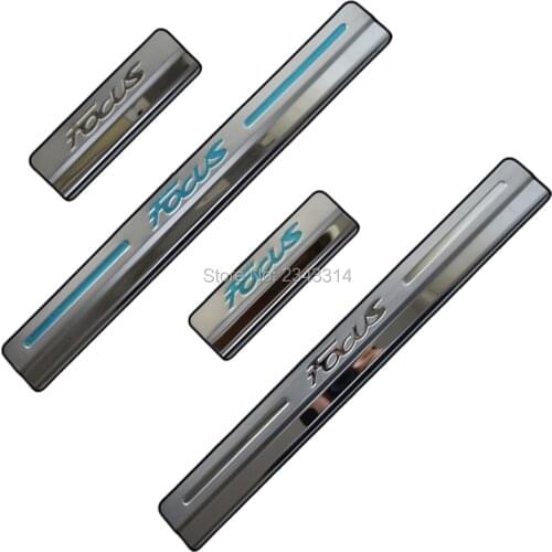 For Ford Focus 2018 2019 2020 Accessories Stainless Door Sill Kick Scuff Plate Guard Pedal Protector Trim Step Cover Car Styling