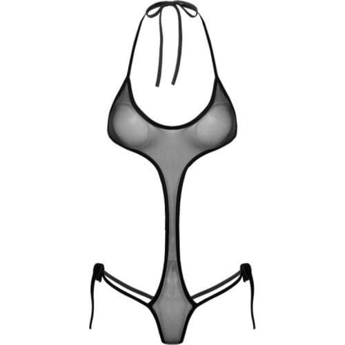 New micro bikini swimwear women swimsuit one piece biquini bikinis Sexy Solid color Transparent Sling String Lace Backless Thong