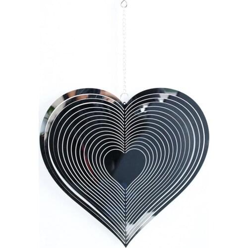 New Beating Heart Wind Spinner Stainless Steel ABS Wind Catcher Love Metal Wind Chime Rotating Wind Chime Balcony Garden Decor