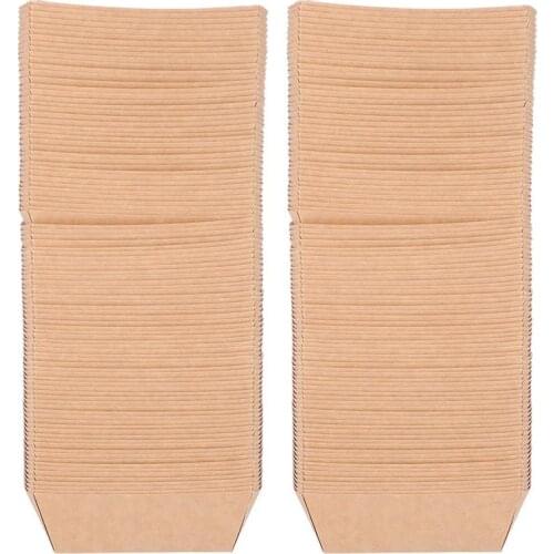 100 Pcs Disposable Paper Food Serving Tray Kraft Paper Take-Out Box Boat Shape Snack Open Box French Fries Chicken Storage Tray