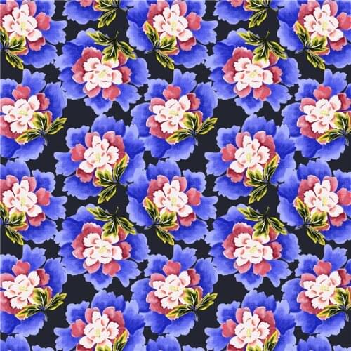 Bikini stretch fabric dress blue floral pattern custom printing diy handmade fabric DZ003 womens clothing