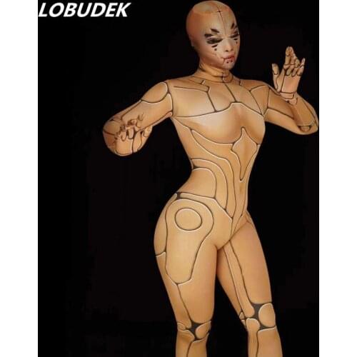 Full Cover Tight Leotard Stretch Spandex Jumpsuit Sexy Stage Role Playing Costume Machine DJ Pole Dance Performance Stage Wear