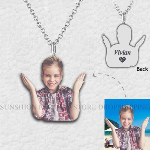 Custom Photo Color Necklace Picture torque lover Photo Colour amulet family Memorial Gift For Families Lover Christmas Gift