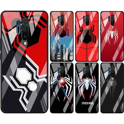 Tempered Glass Hot New Shell Luxury Cover Marvel Spider-Man Logo For Oneplus 7 7T 8 Z 8 8T 9 9R Nord PRO 5G Phone Case