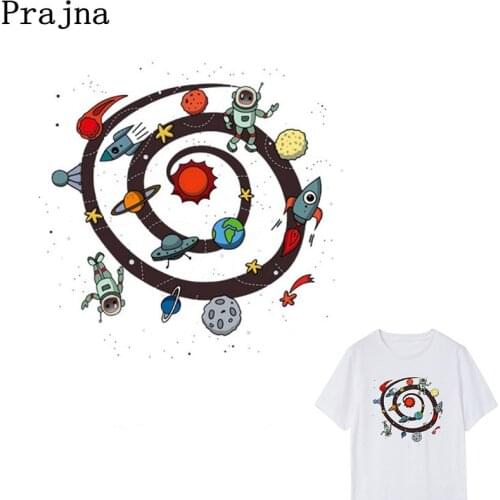 Prajna UFO Heat Transfer Patch Transfer Vinyl Iron On Transfer For Clothes T shirt Space PVC Patch Thermal Stickers E