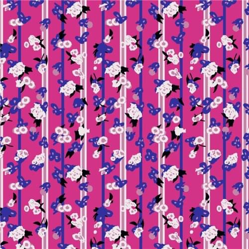 Stretch polyester fabric custom pattern printing thin section high-end floral cloth ladies dress DIY clothing patchwork DZNZ01