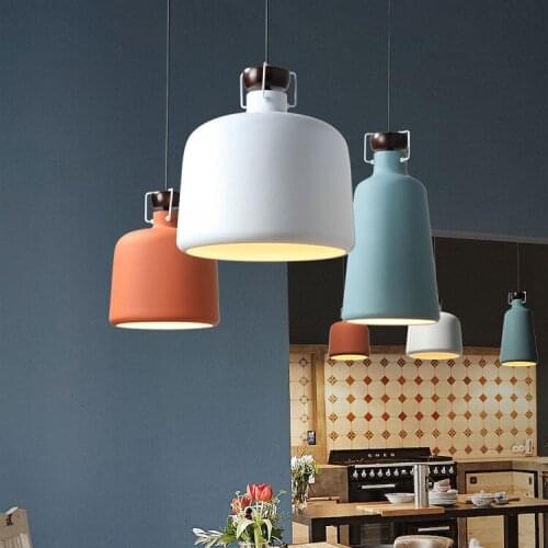 Nordic style modern simple work office restaurant iron fashion single head bar pot cover small Chandelier