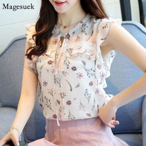 Sleeveless Tops For Women Summer Shirt Print V-Neck Plus Size Chiffon Blouse Women Casual Loose Womens Shirts Blusas 0026 30