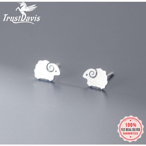 Trusta 2020 New Womens 100% 925 Sterling Silver Cute Animal Sheep Stud Earrings Girls Kids Xmas Gift Free Shipping DS78