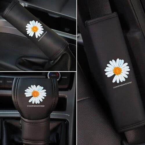 Cartoon Daisy Four Seasons Universal Creative Cute Gear Shift Collar Handbrake Cover Seat Belt Cover Car Interior Accessories
